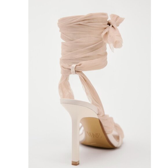Zara Tulle Heel Sandals Pink NWT - Picture 7 of 10